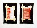 Close-up of four beaded Indian Act pages